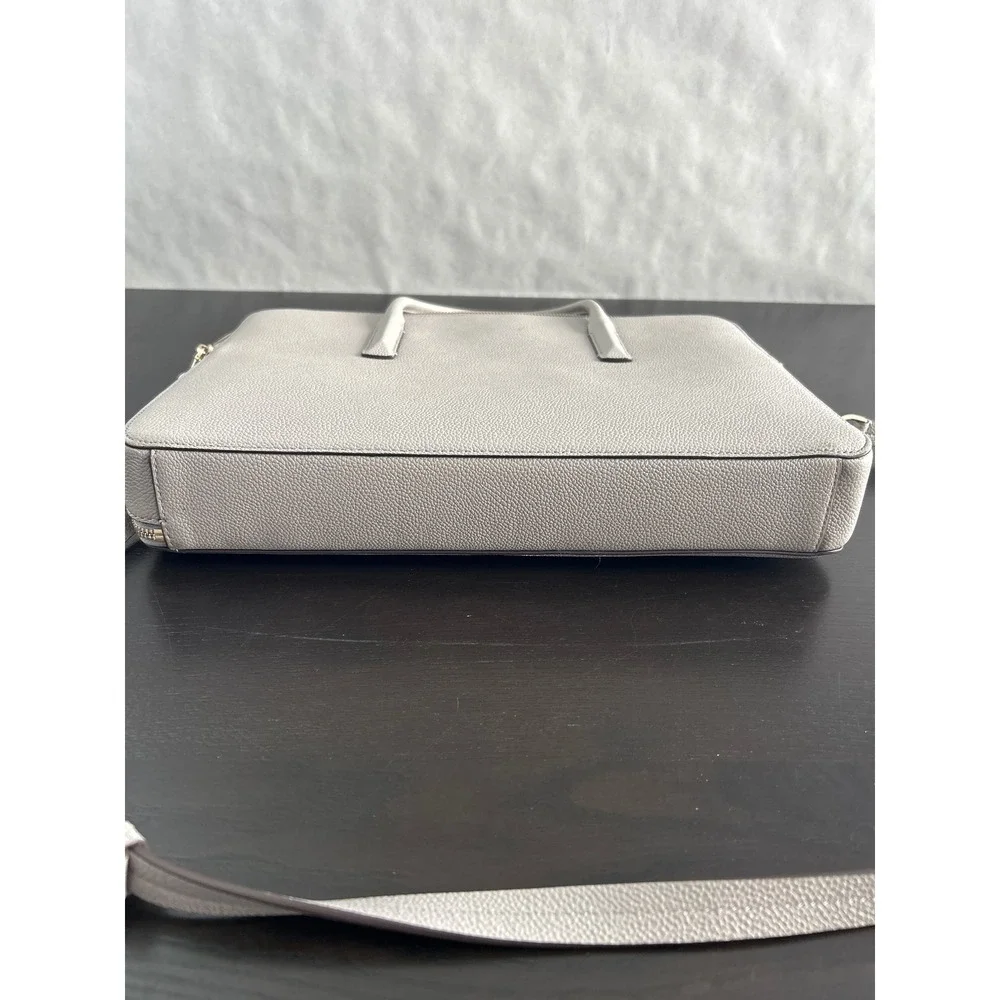 Kate Spade Grey Pebbled Leather Laptop Bag Briefcase Crossbody Messenger Bag